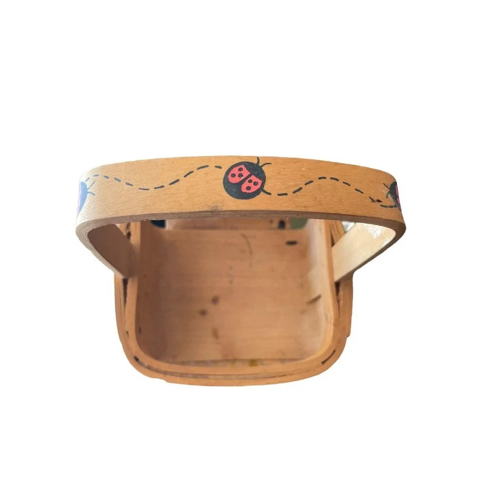 Small Wooden Ladybug Basket 4x7 Cottage‎ Farmhouse Decor